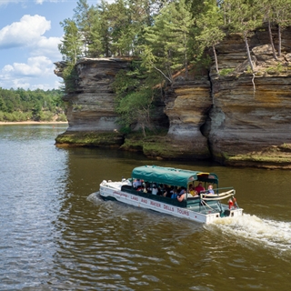A Duck Tour on the Wisconsin River in Wisconsin Dells.