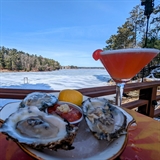 Oysters and cocktail with a lakeview.