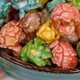 Colorful popcorn in a bowl.