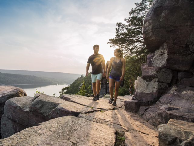 Hikers at Devil's Lake State Park.