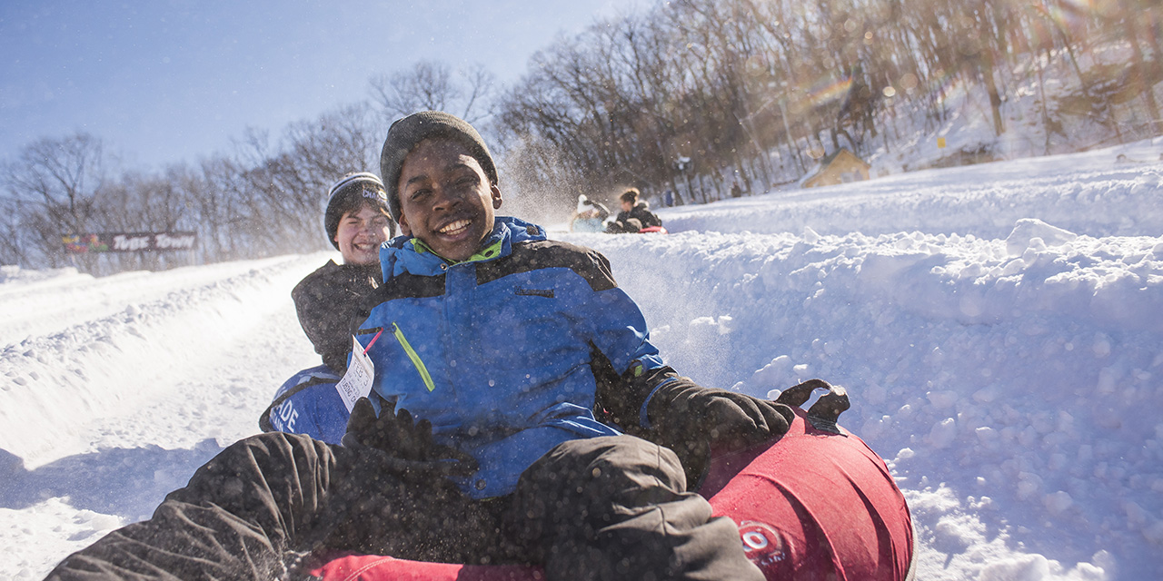 Kids tubing at Cascade Mountain in Wisconsin Dells.