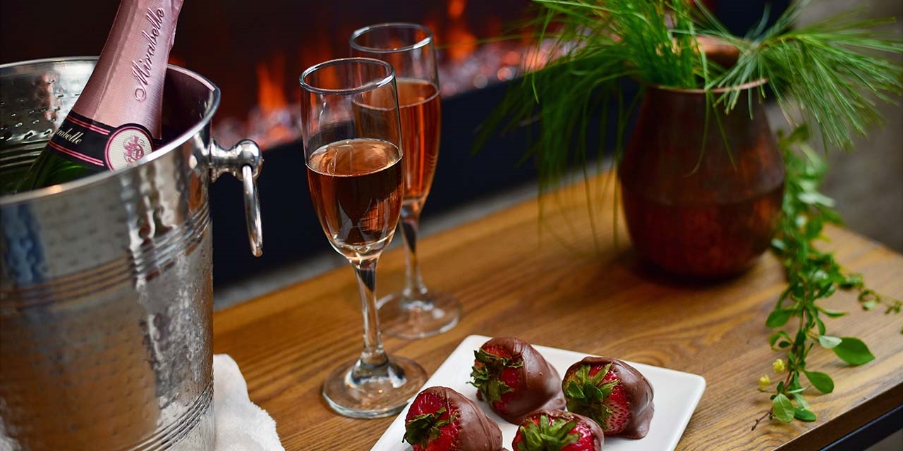 Champagne and strawberries at Sundara Inn & Spa