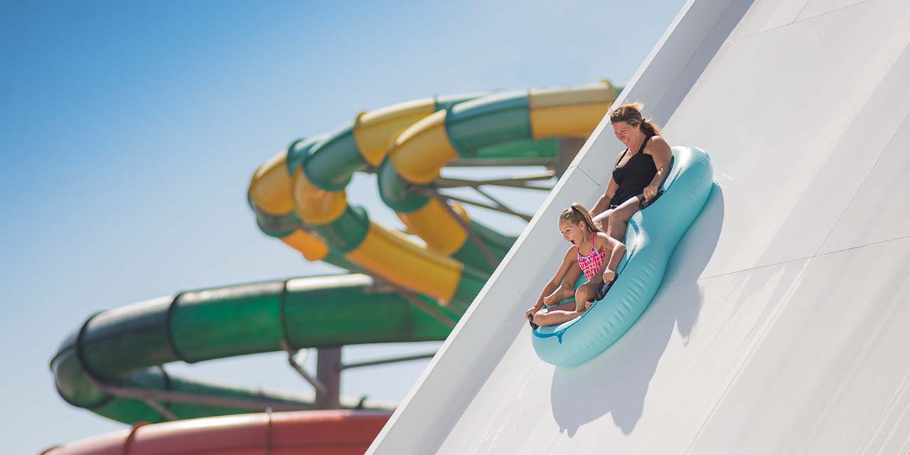 Mother and daughter at Chula Vista Waterpark's slide