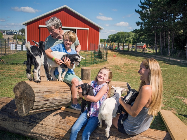 A family at Country Bumpkin Farm Market in Wisconsin Dells.