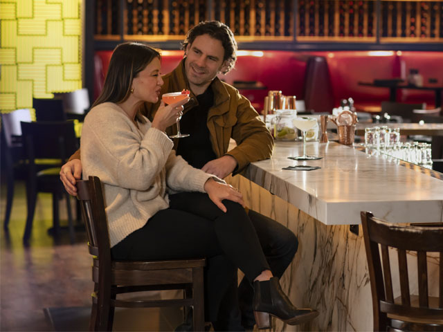 A couple at Double Cut Steakhouse in Wisconsin Dells.