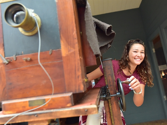 A girl at H.H. Bennett Studio in Wisconsin Dells.