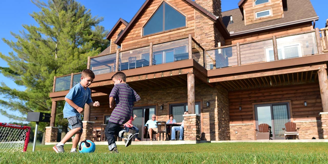 Kids playing soccer at Lake Delton Waterfront Villas