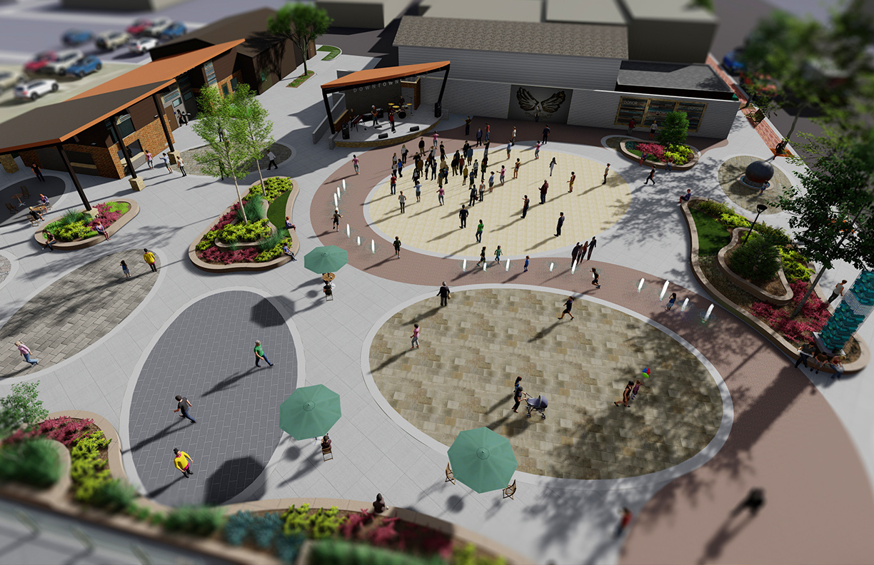 Elms Street Plaza rendering.