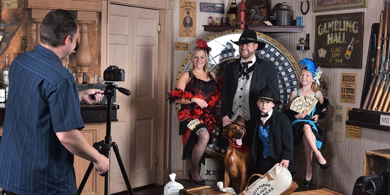 Family posing at Old Abe's Old Time Portraits
