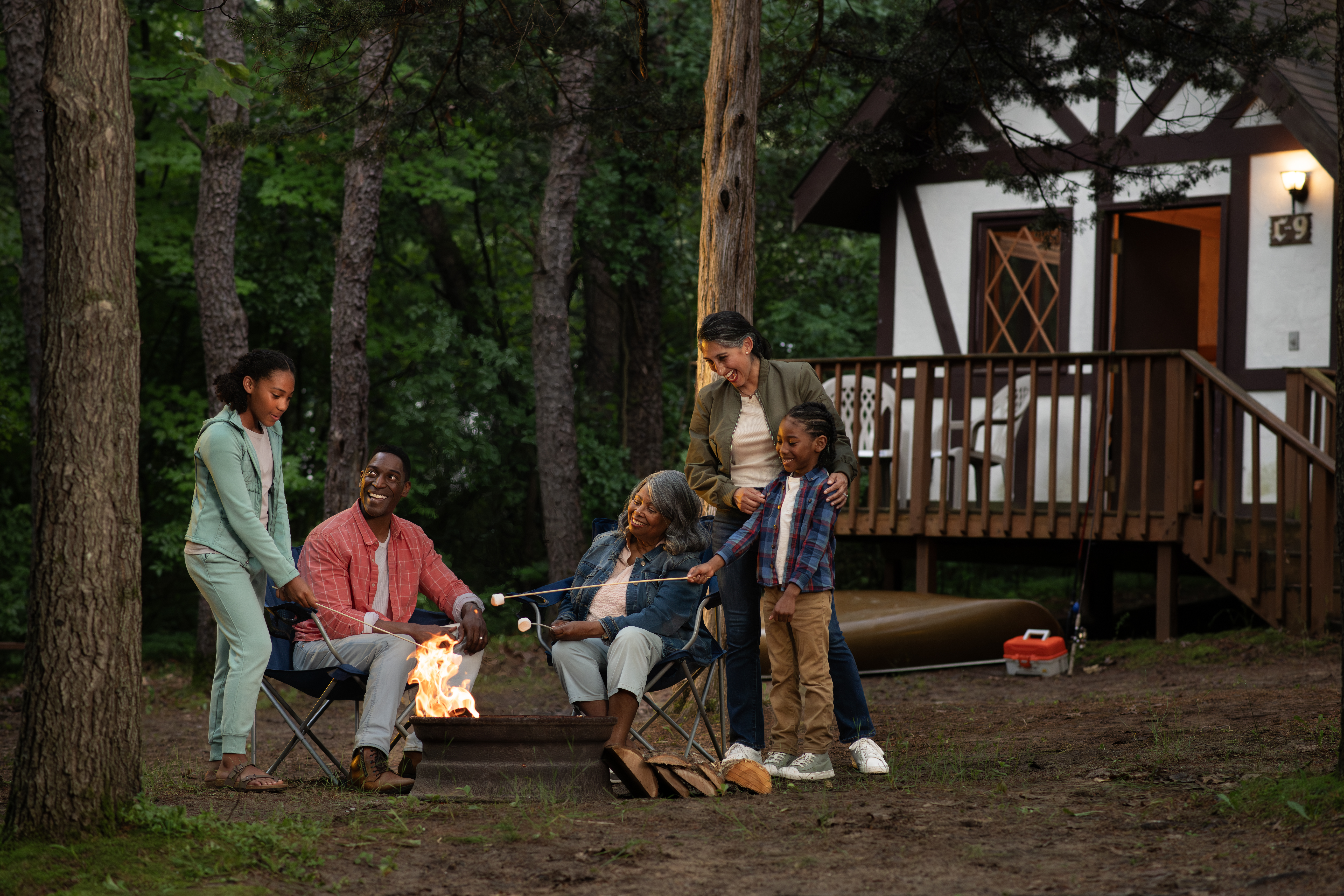 Large yellow waterslide at Yogi Bear Campground.