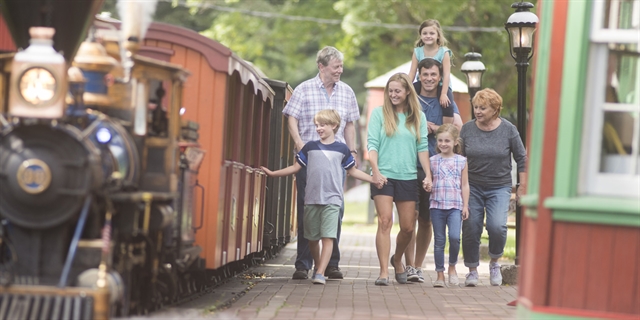 A family at Riverside & Great Northern Railroad in Wisconsin Dells.