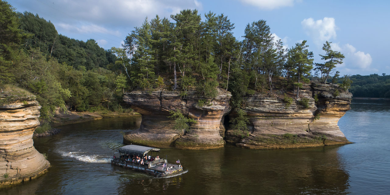 A Dells Army Ducks tour in Wisconsin Dells.