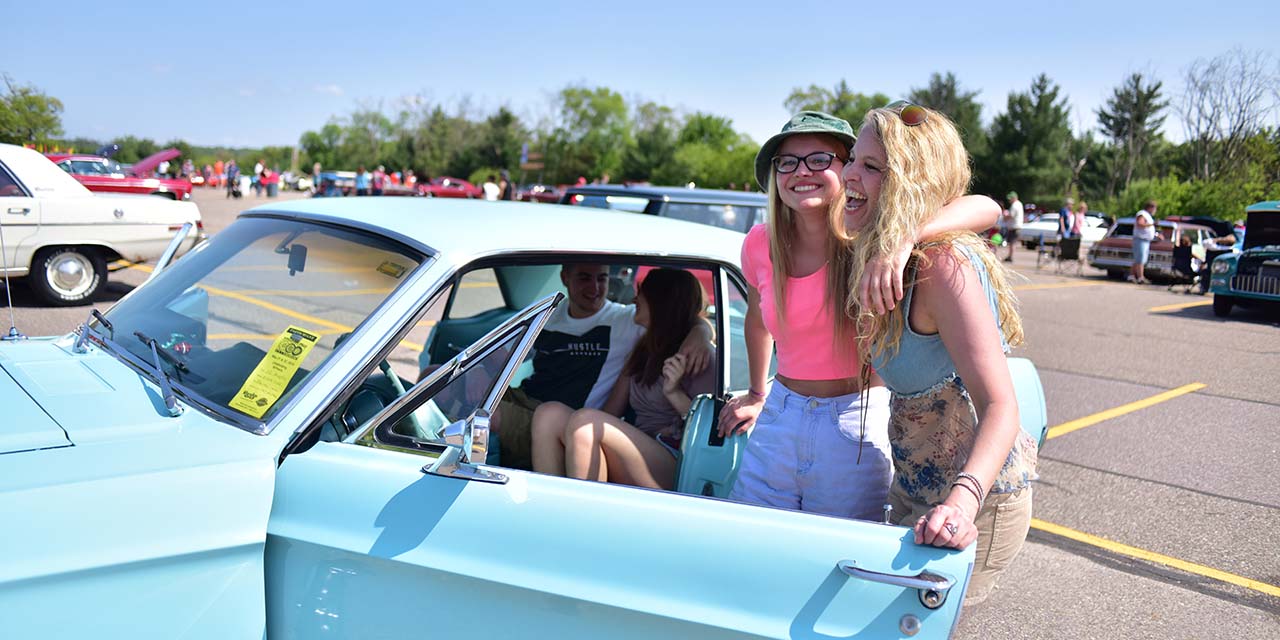 Group of teenagers at Automotion Show