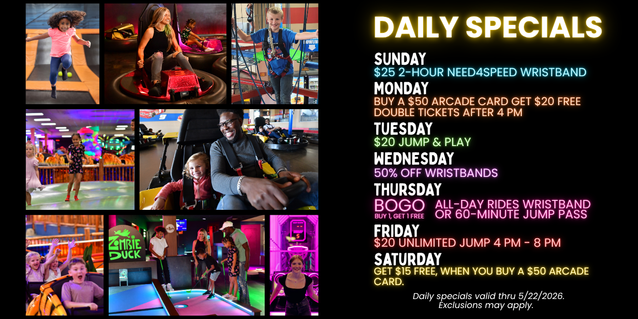 Kid jumping on a trampoline