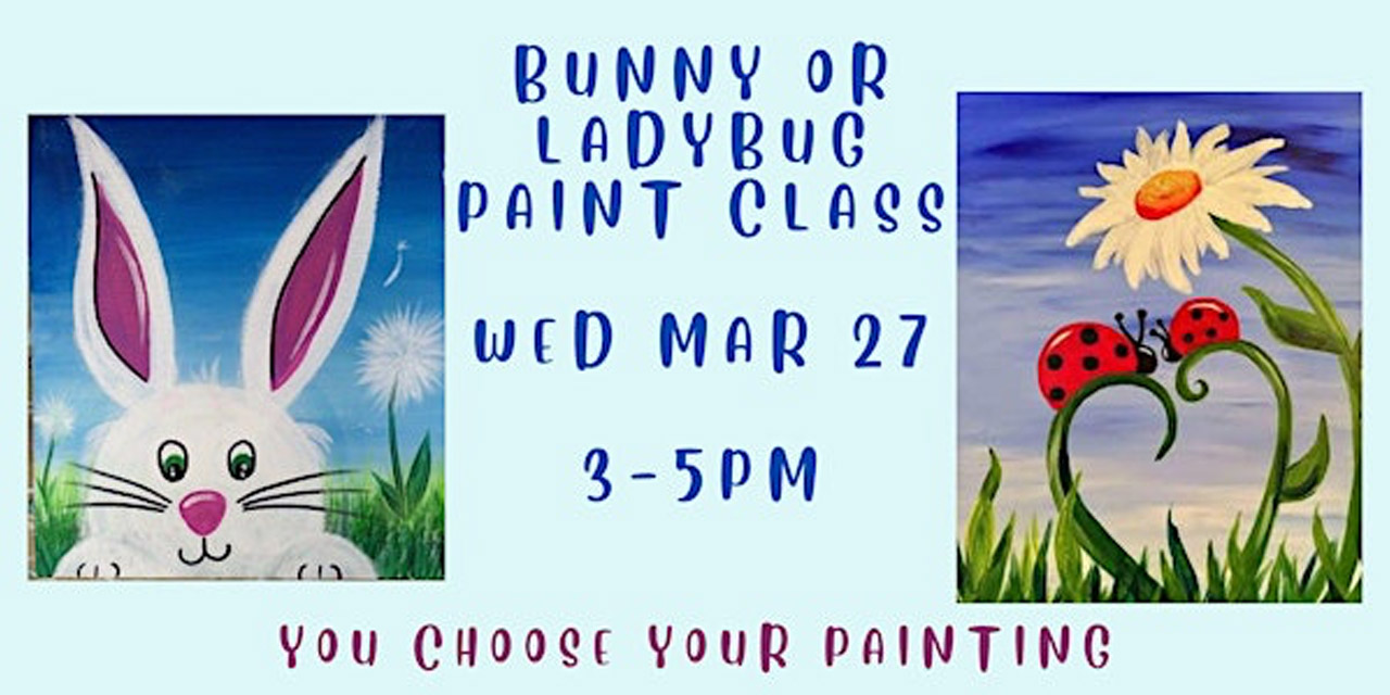 Bunny or Ladybug Paint Class at Brushes & Bubbly Wisconsin Dells