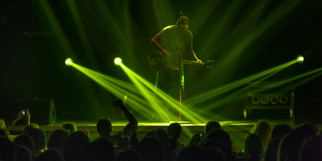 Band performing on a stage