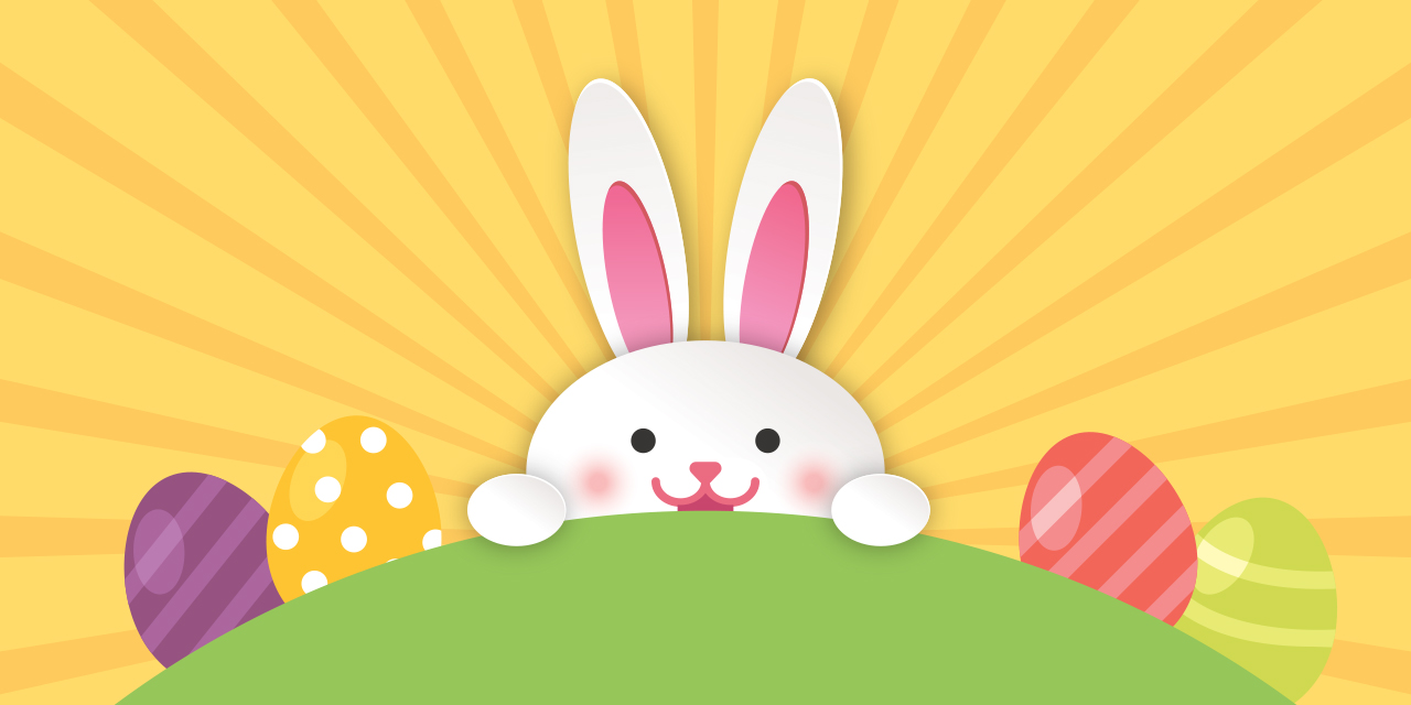 Egg-Stravaganza Hunt graphic with a bunny and holiday eggs.