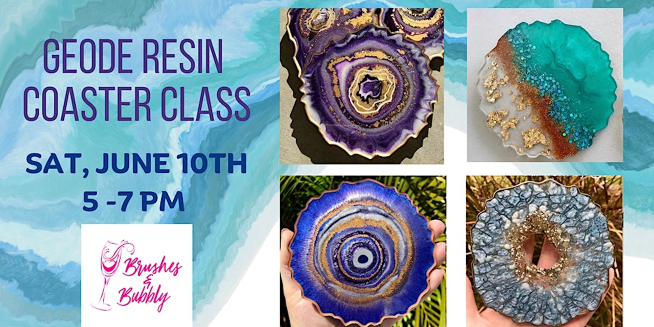 Geode Resin Coaster Class at Brushes & Bubbly.