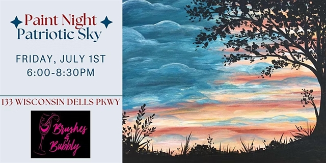 Patriotic Sky Paint Night at Brushes & Bubbly.