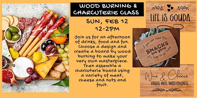 Wood Burning & Charcuterie Board Class at Brushes & Bubbly.