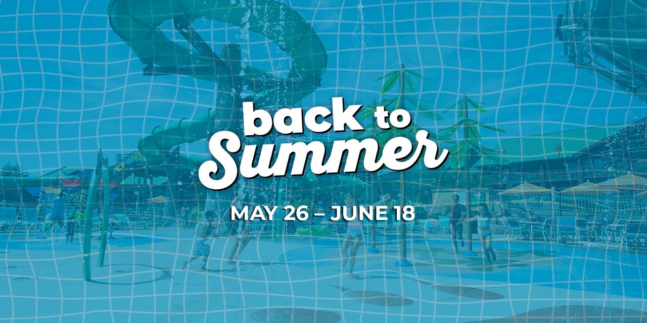 Wavy blue background with Back to Summer logo.