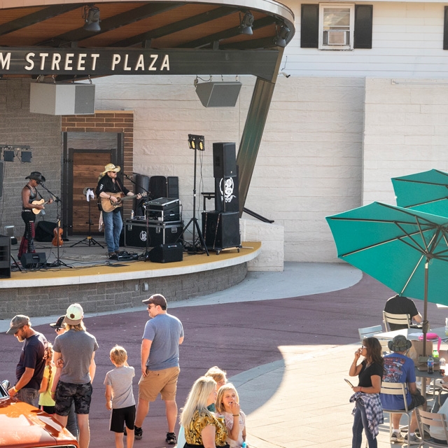 Band playing at Elm Street Plaza.