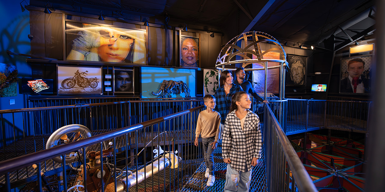 Family touring Ripley's Believe It or Not Museum.