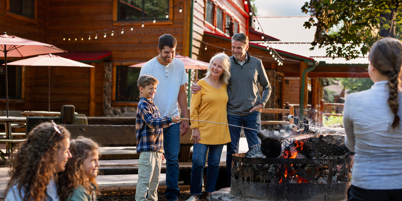 Family making smores.