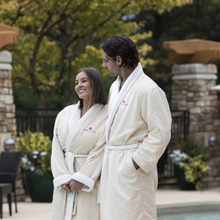 Two people at Sundara Inn & Spa in Wisconsin Dells.