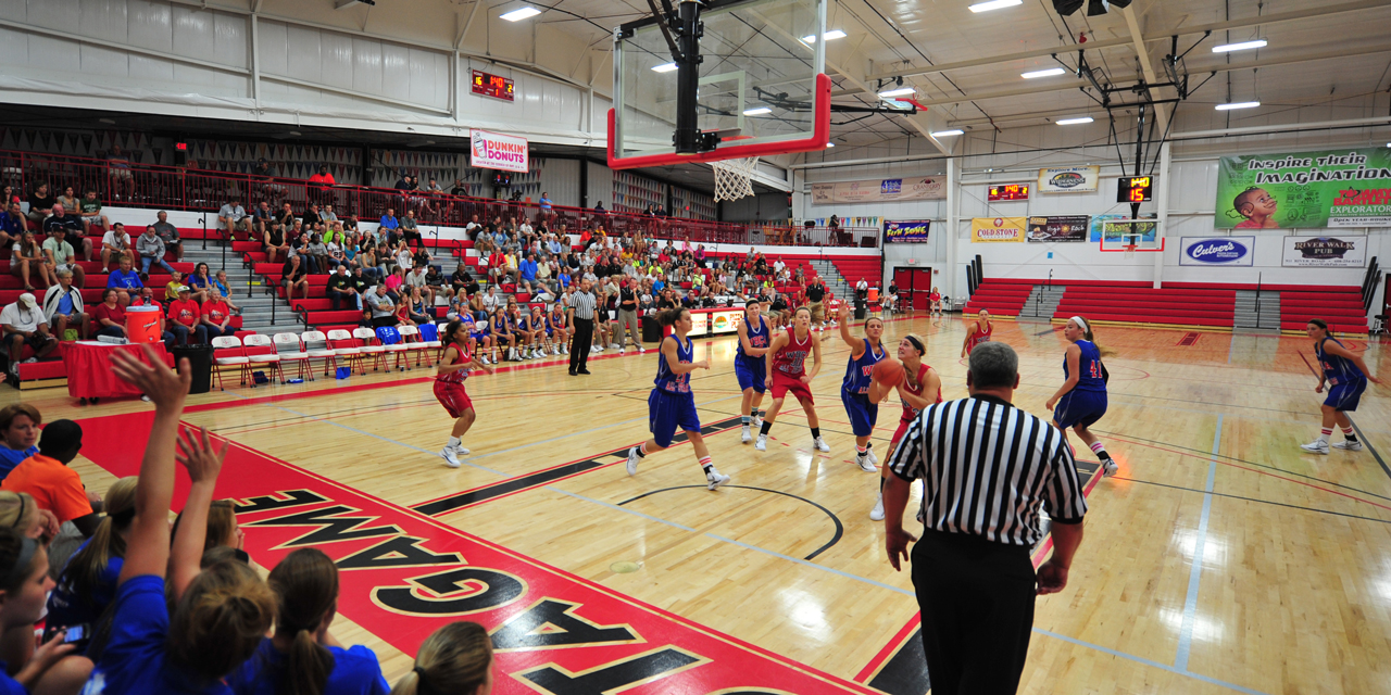 Womens basketball game at Justagame Fieldhouses