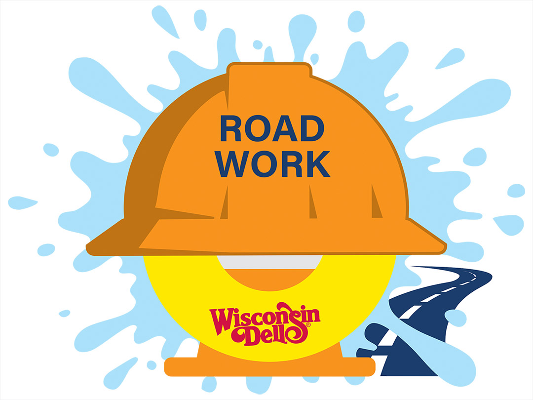 Construction logo that says "Road Work"