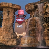 Rock waterfall in front of Ho-Chunk Gaming Wisconsin Dells.
