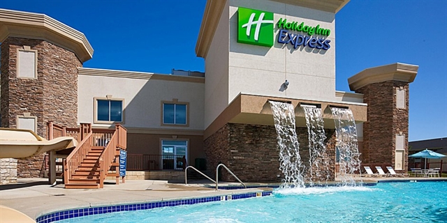 Outdoor pool are at Holiday Inn Express.
