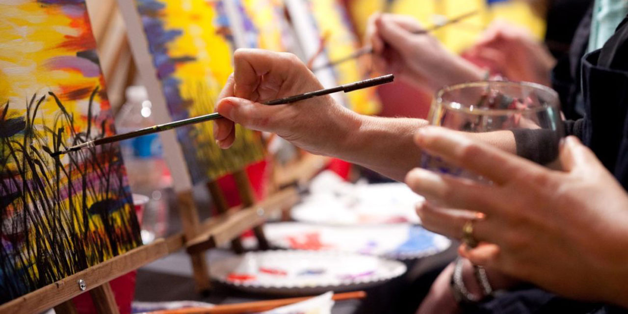 Brushes and Bubbly Painting