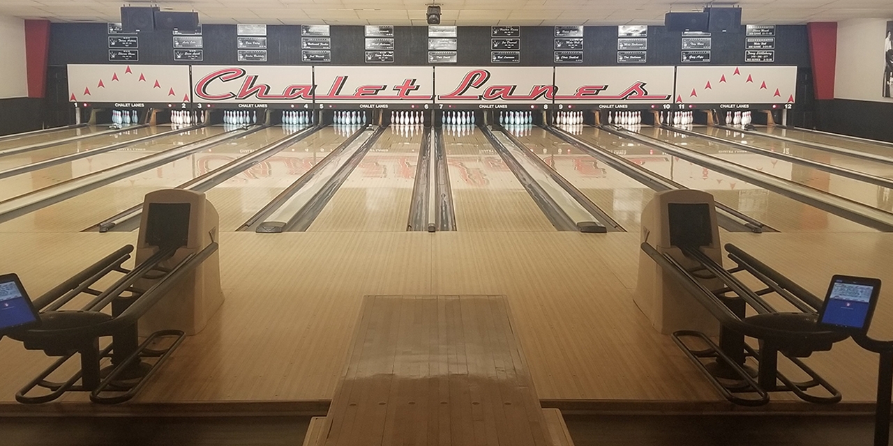 The bowling lanes at Chalet Lanes.