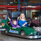 A family go-carts at Knuckleheads.