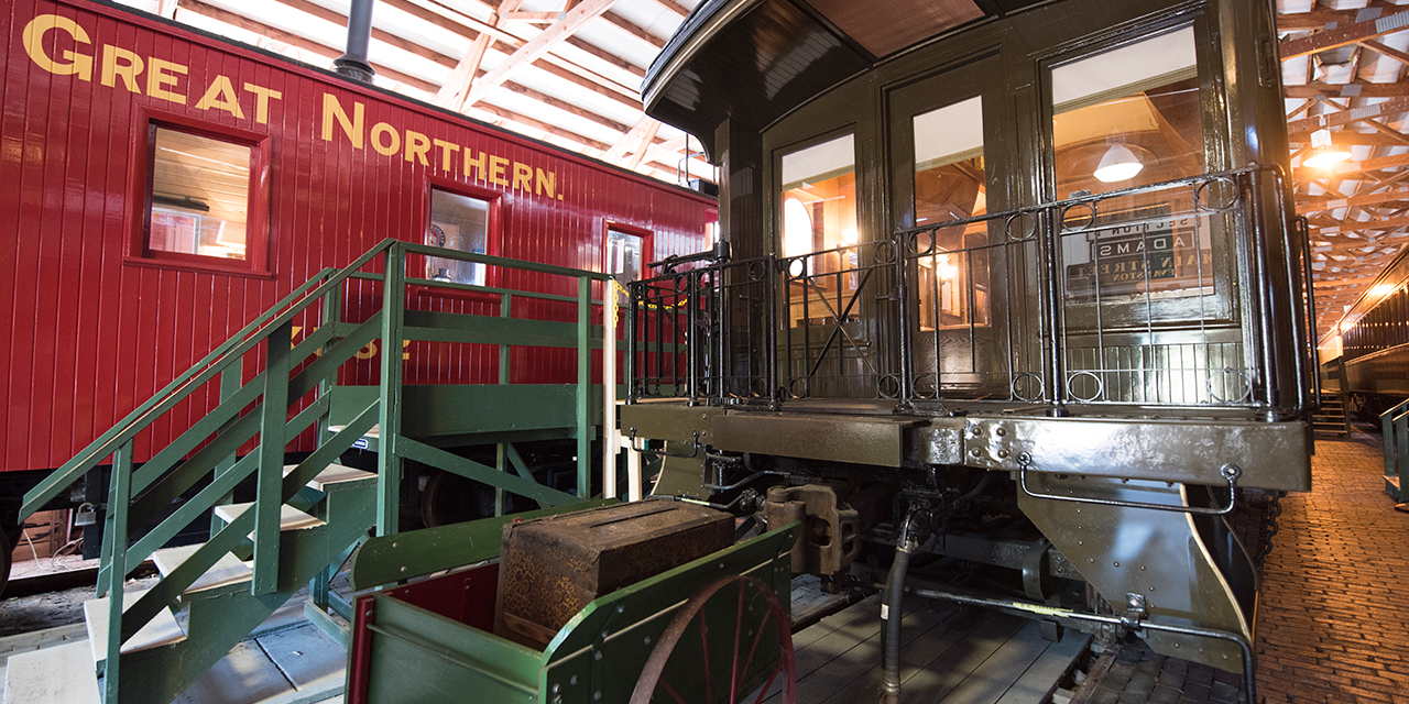 A train car on display.