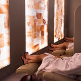People resting in the salt treatment therapy room.