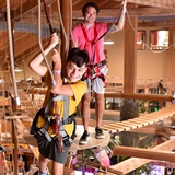 People on the ropes course.