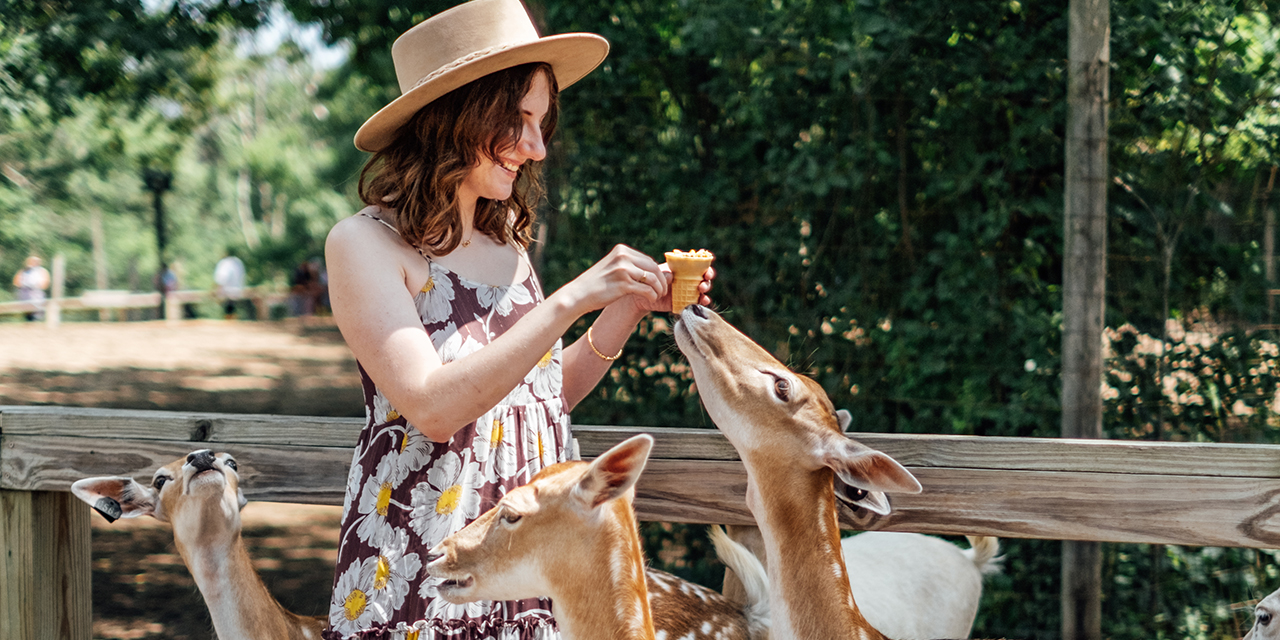 A woman at Wisconsin Deer Park in Wisconsin Dells.