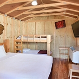 Bedroom space at Mt. Olympus Camp Resort.
