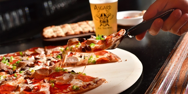 Pizza and beer.