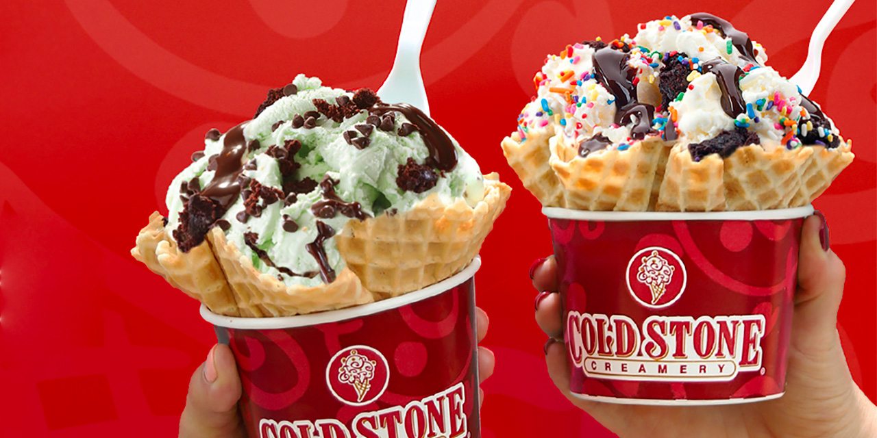 Ice cream in waffle cone bowls.