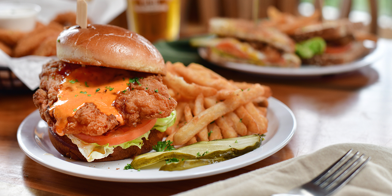 A sandwich and fries at the River Walk Pub Food and Spirits