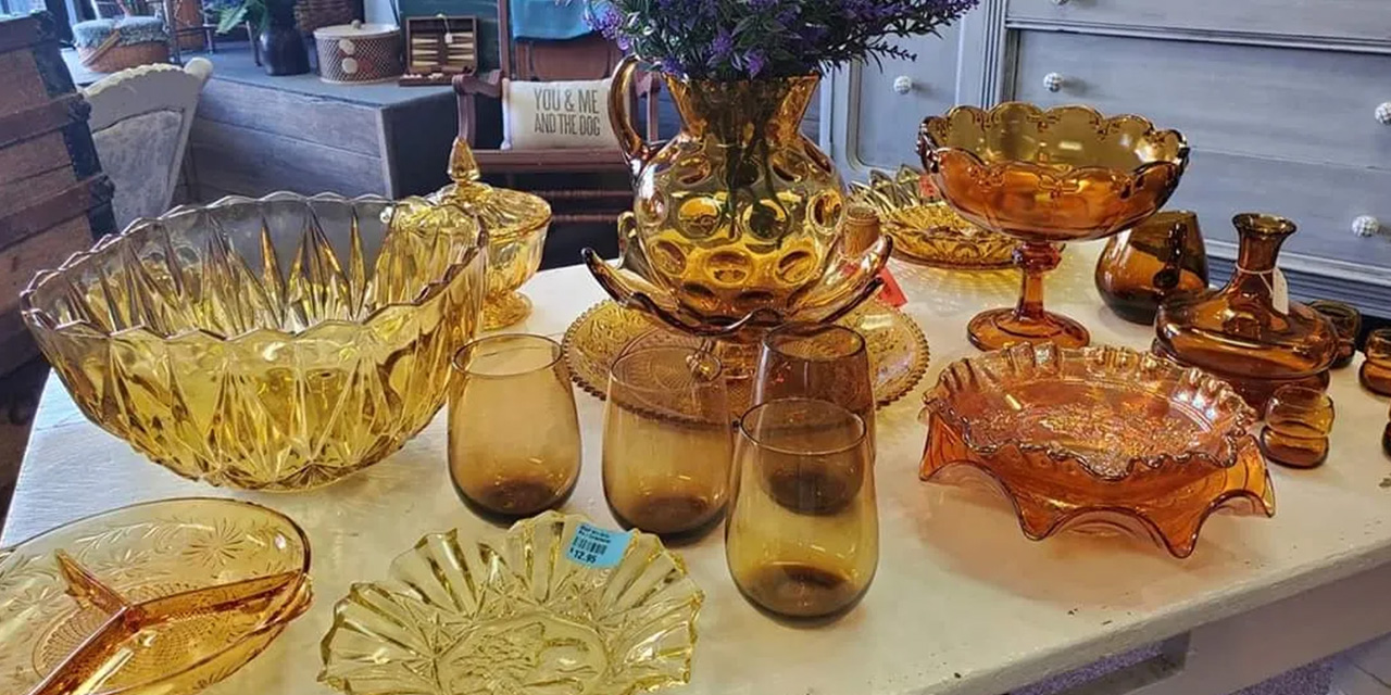 A collection of glass antiques.