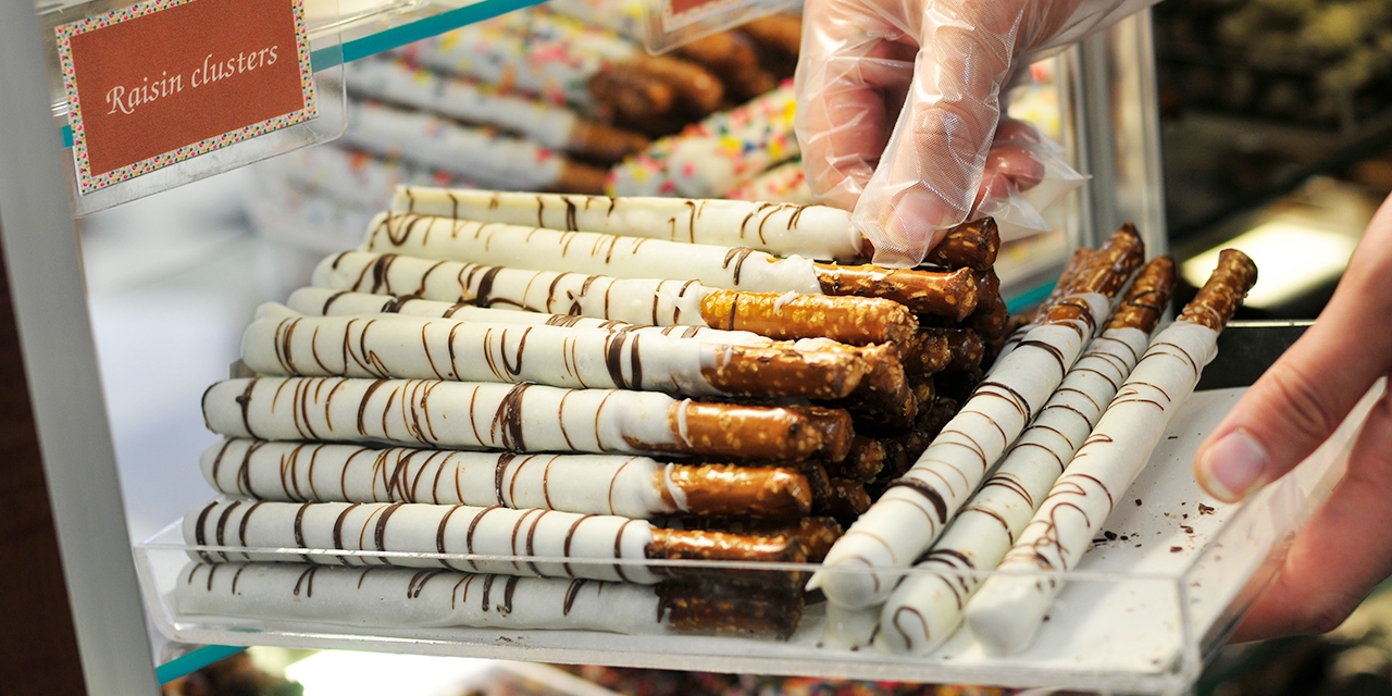 Chocolate covered pretzel rods.